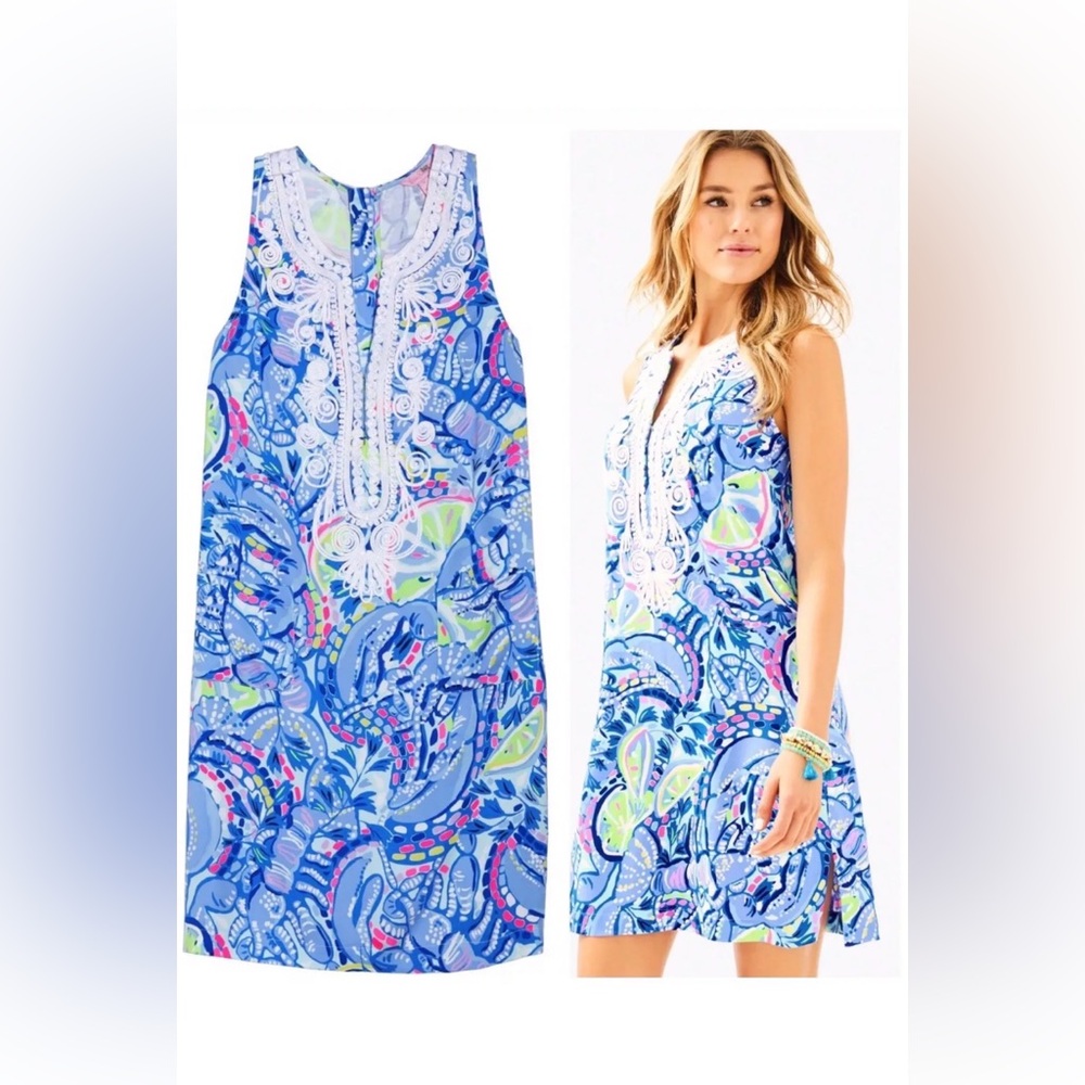 Lilly Pulitzer Carlotta Stretch Shift Dress in Blue Peri Size 4